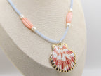 NERIDA Necklace | Blue Crystal Beads & Shell Pendant