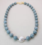 SELENE Necklace | Burmese Jade Beads & Pearl