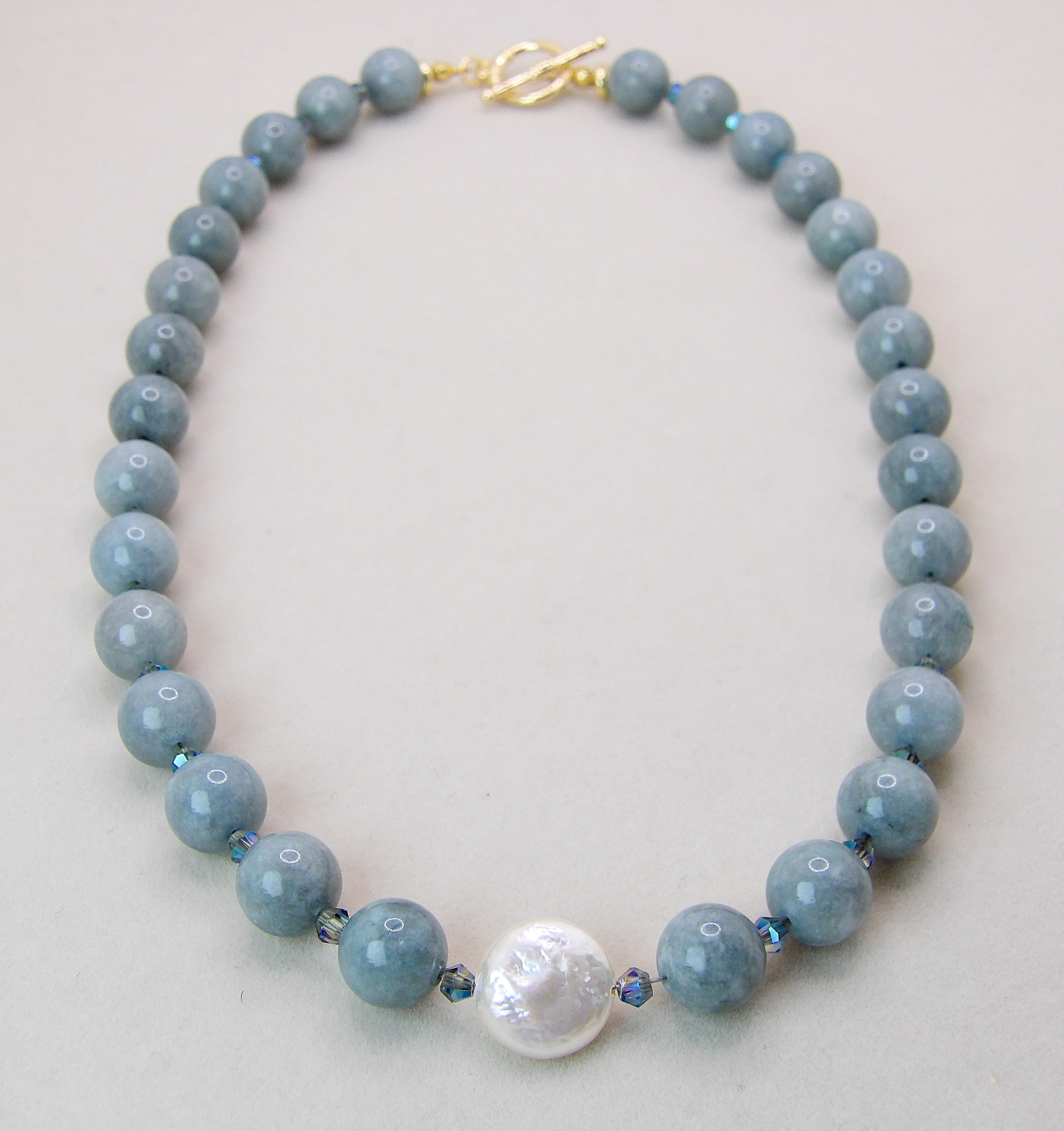 SELENE Necklace | Burmese Jade Beads & Pearl