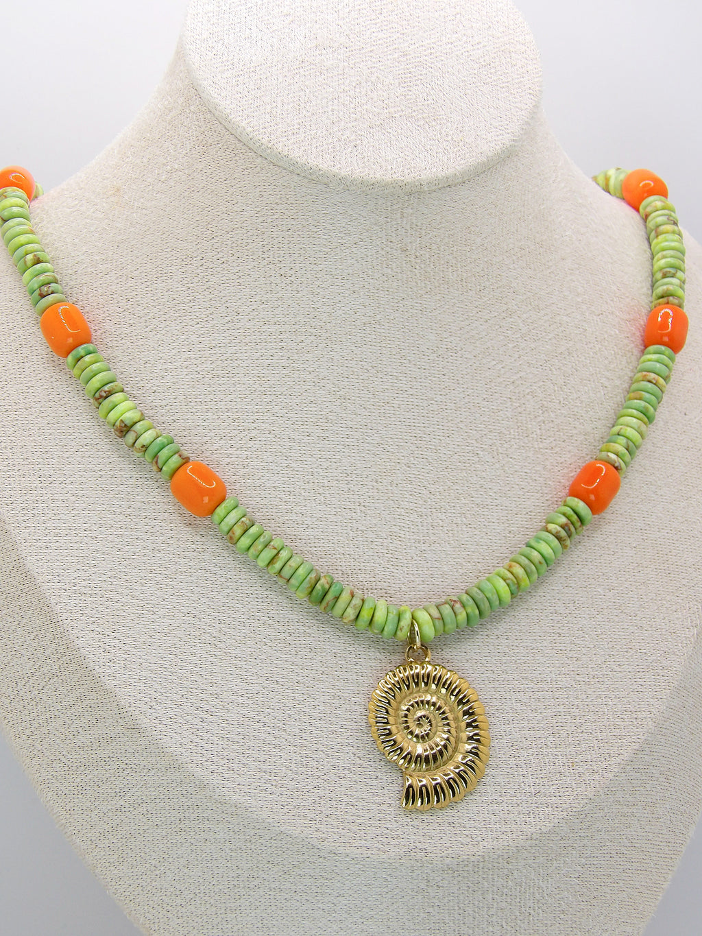 Gypsy Seas Necklace | Green & Orange Jade