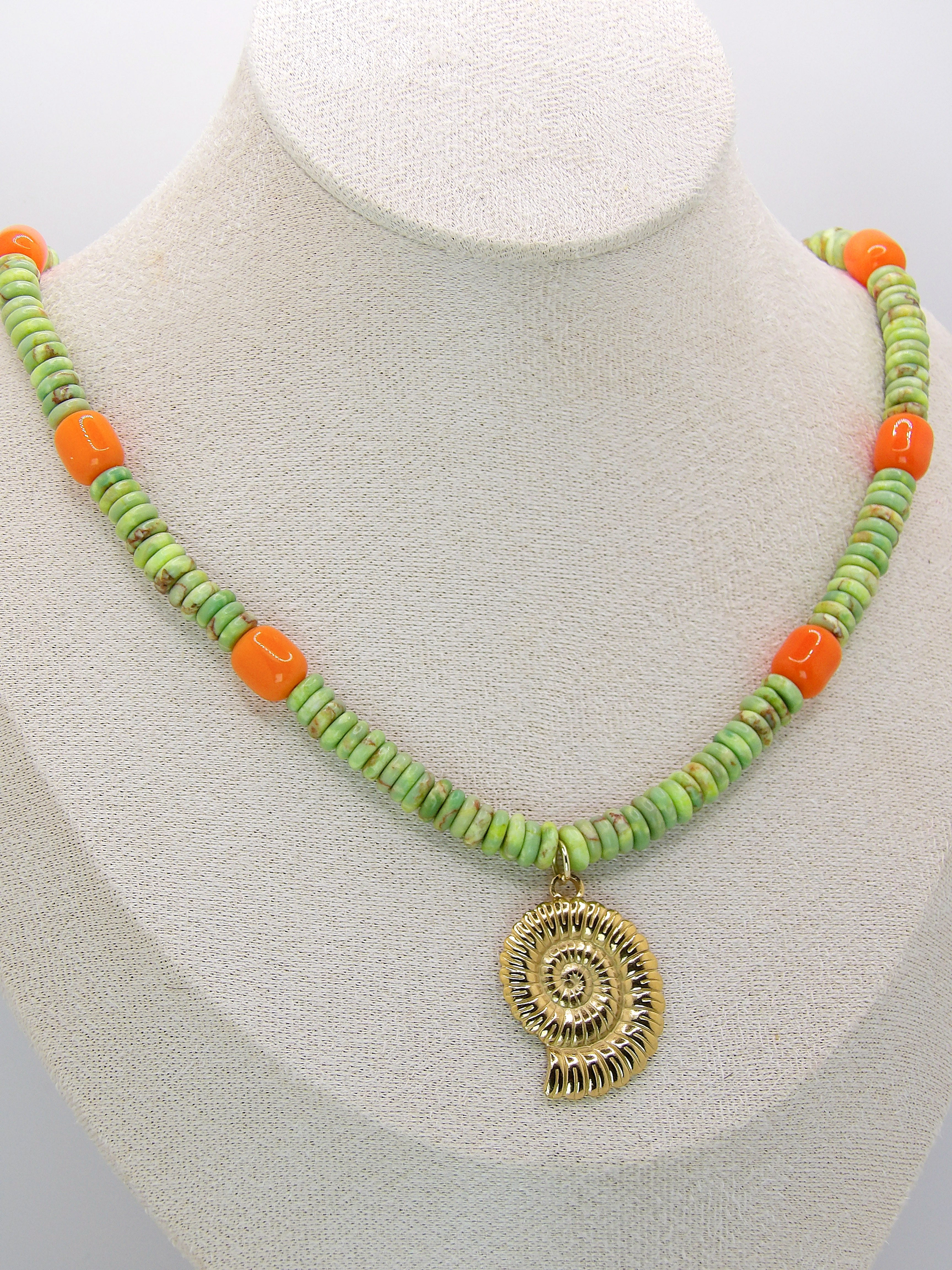 Gypsy Seas Necklace | Green & Orange Jade