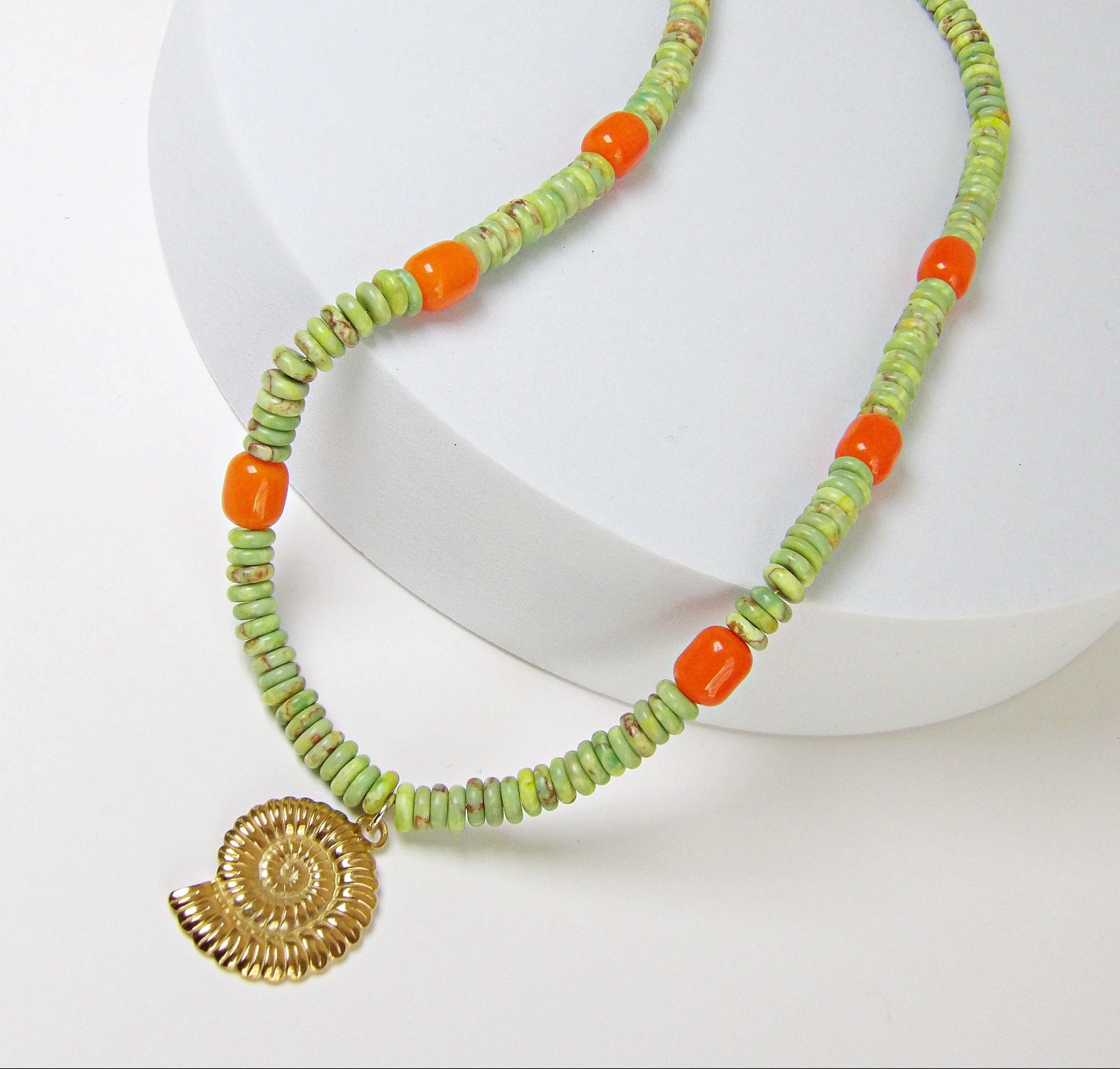 Gypsy Seas Necklace | Green & Orange Jade
