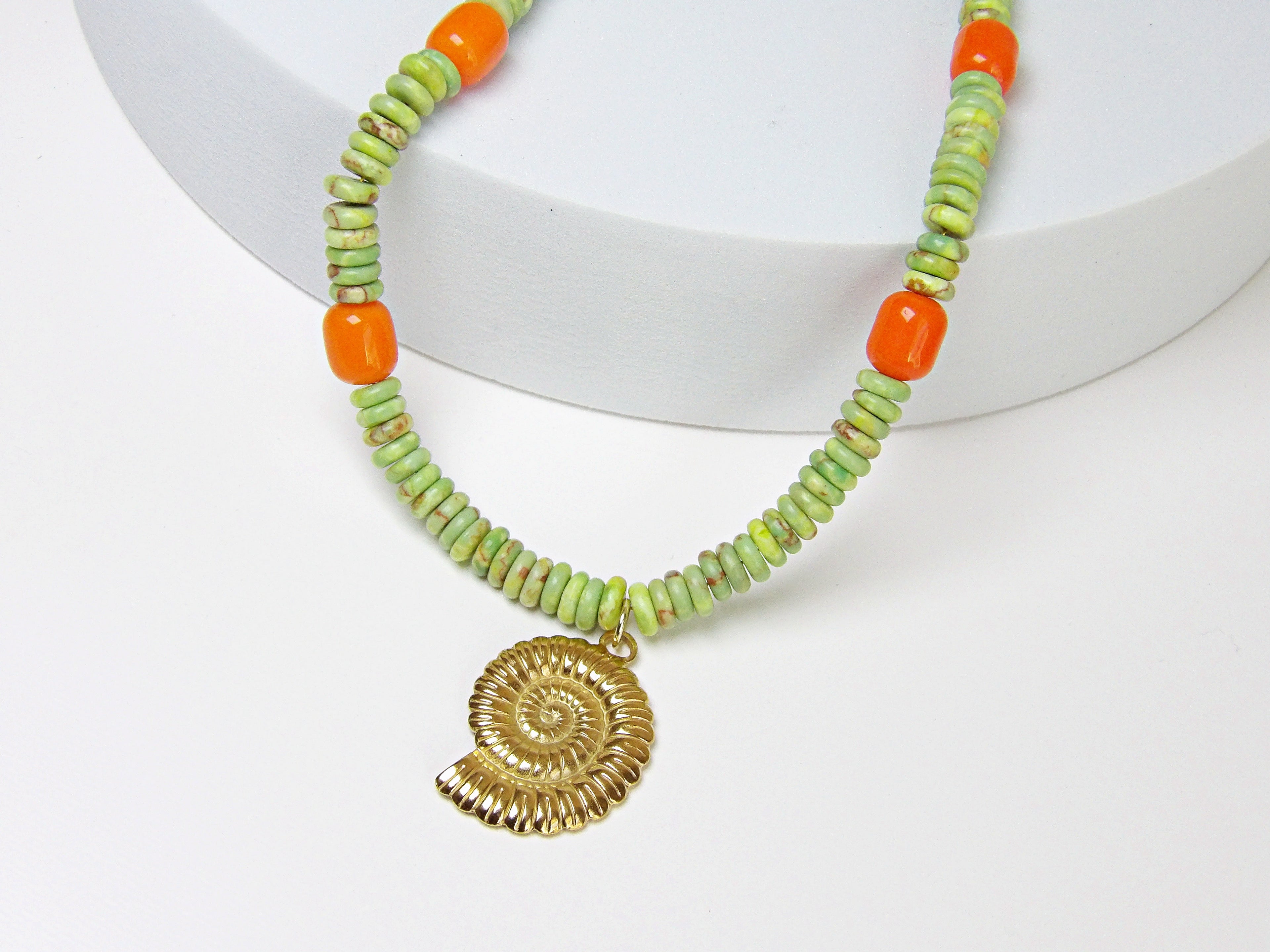Gypsy Seas Necklace | Green & Orange Jade