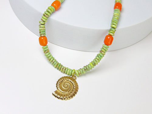 Gypsy Seas Necklace | Green & Orange Jade
