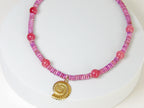 Gypsy Seas Necklace | Pink Jade & Ammonite Pendant