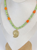 Gypsy Seas Necklace | Green & Orange Jade