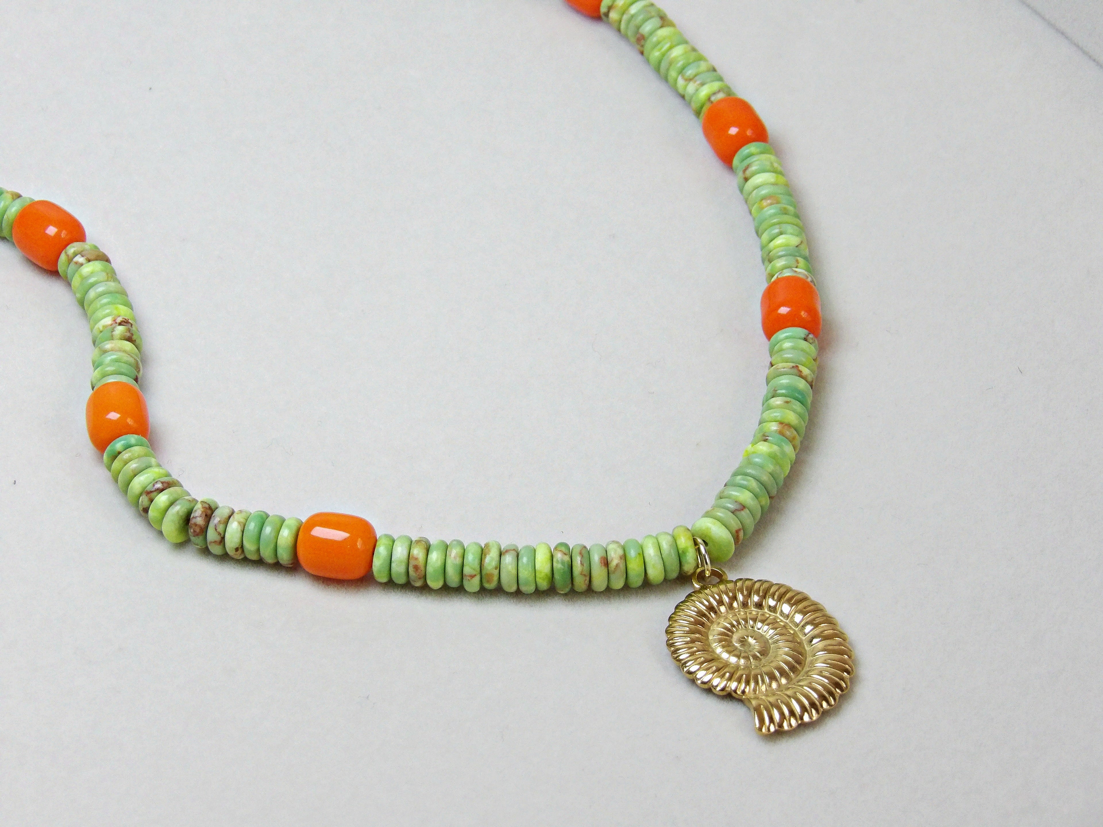 Gypsy Seas Necklace | Green & Orange Jade