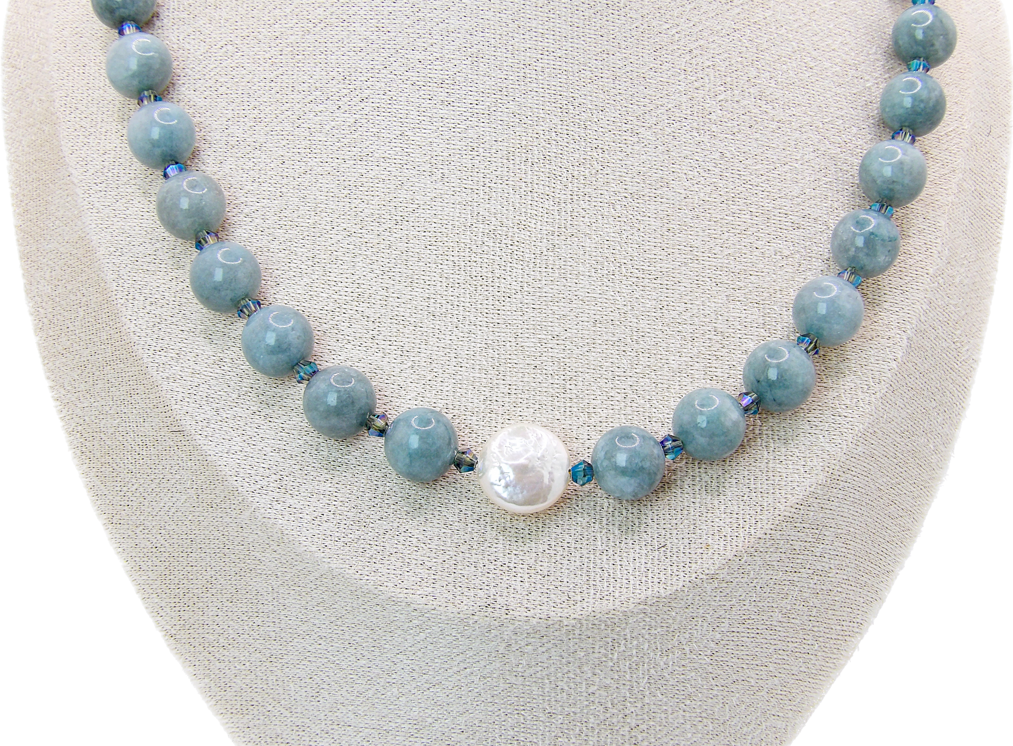 SELENE Necklace | Burmese Jade Beads & Pearl