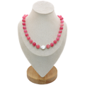 SELENE Necklace | Pink Jade Gem Beads & Pearl