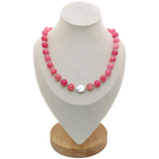 SELENE Necklace | Pink Jade Gem Beads & Pearl