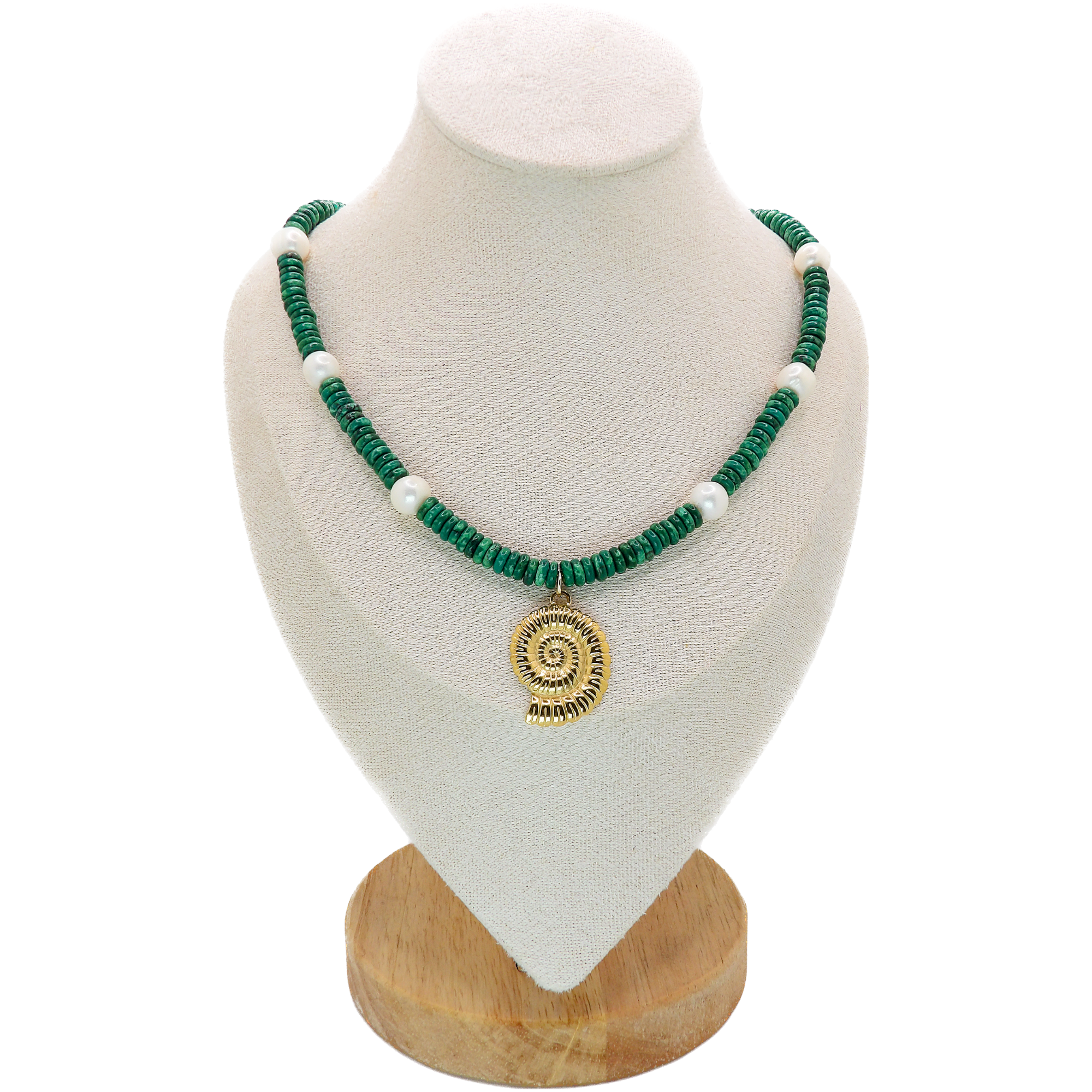 Gypsy Seas Necklace | Green Malachite & Pearls