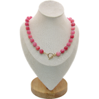 SELENE Necklace | Pink Jade Gem Beads & Pearl